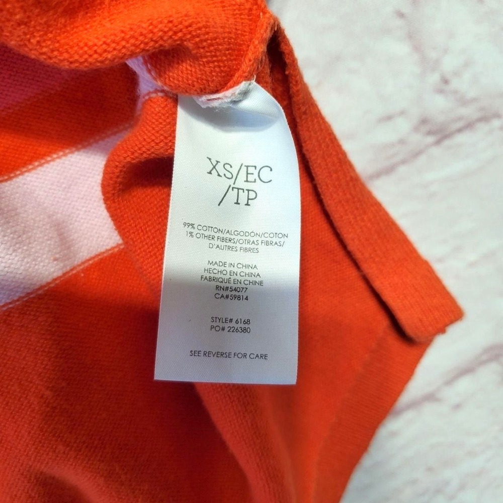 Cabi Striped Sweater Women XS Orange Pink Hi-Low Preppy Coastal Chic Spring Mod - Picture 8 of 10